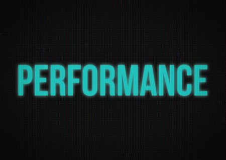 Word performance on dark screen with glitch old tv effect.の写真素材