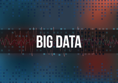 Big Data Algorithms. Analysis of Information Minimalistic Design. Science, Technology Color Background. Vector Illustrationのイラスト素材