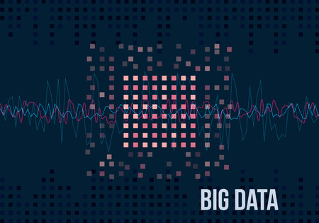 Big Data Algorithms. Analysis of Information Minimalistic Infographics Design. Science, Technology Background. Vector Illustrationのイラスト素材