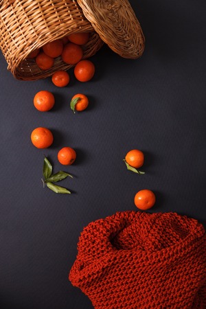 Closeup of yarn clew and walnuts.の写真素材