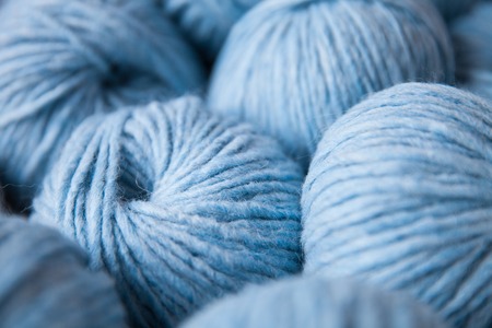 Closeup of colorful yarn clews. Concept of freelance creative working and living.の写真素材