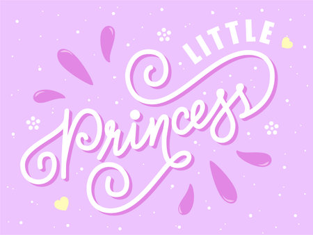 Vector illustration of Little Princess quote. Little princess hand drawn lettering typography. Inspirational slogan for print, card, banner, badge, icon, clothe. Girly handwritten calligraphyのイラスト素材