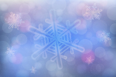 Christmas icy background design with snowflakes, snowfall and bokeh effect. Vector illustration for Christmas and New Year event, advertising. Seasons Greetings. Winter holiday bannerのイラスト素材