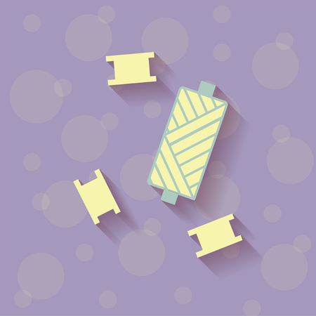 Yellow thread on the violet background with circlesのイラスト素材