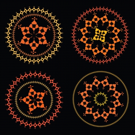 Colour Mandala on a black background のイラスト素材
