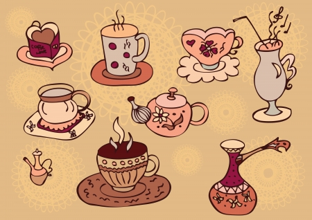 Coffee  Icon set of sketches のイラスト素材