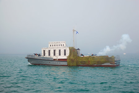 SEVASTOPOL, UKRAINE -- MAY 12, 2013  Vintage military vehicle on the parade of ships  Celebrating...