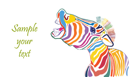 a happy emotional multicolored zebraの写真素材
