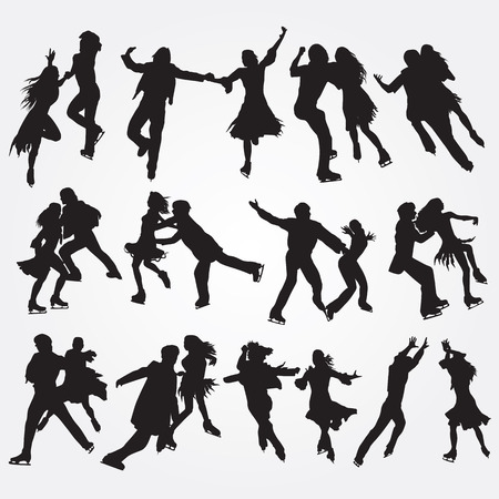 Silhouettes of skaters on a white background. Set of icons. EPS 10.のイラスト素材