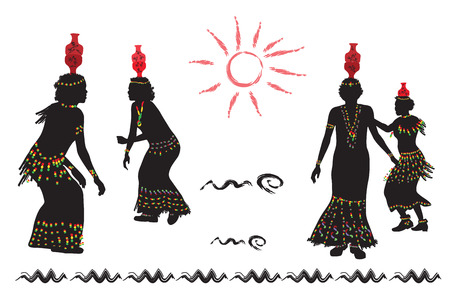 African women dance folk dance.のイラスト素材