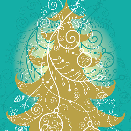 christmas  tree,beauty christmas cardのイラスト素材