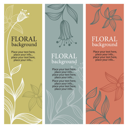 vertical floral bannersのイラスト素材