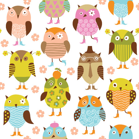 seamless pattern with cute birdsのイラスト素材