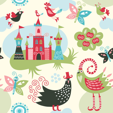 seamless pattern with fairy elementsのイラスト素材