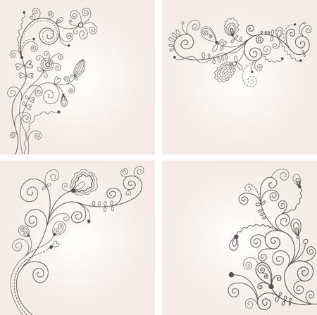 set of floral backgroundsのイラスト素材