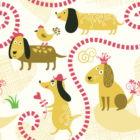 seamless pattern with cute dogsのイラスト素材
