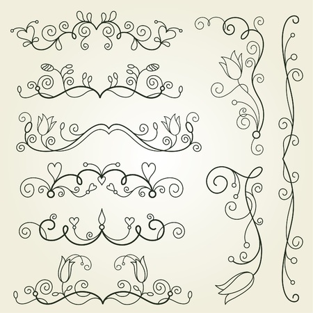 calligraphic design elements のイラスト素材