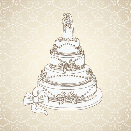 Wedding cake, greeting wedding cardのイラスト素材