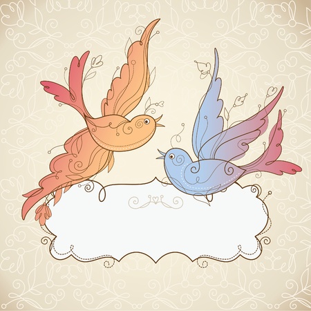 Vector Birds  and frame for your textのイラスト素材