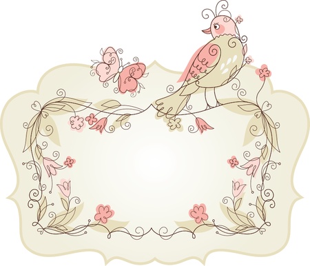 Vector Bird and frame for your textのイラスト素材