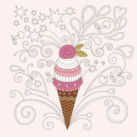 beauty illustration of ice-cream のイラスト素材