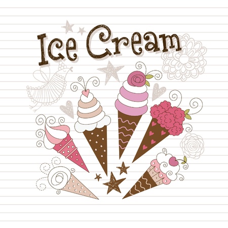 beauty illustration of ice-cream のイラスト素材