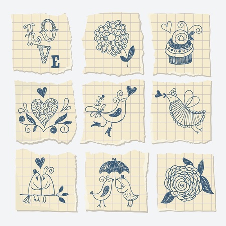 hand-draw elements on the scrap of paperのイラスト素材