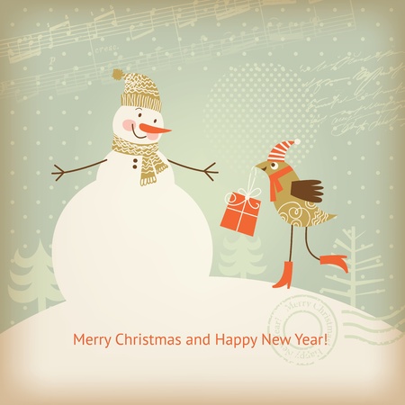 Christmas and New Year's greeting cardのイラスト素材