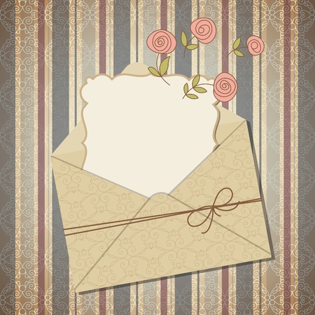 Vintage greeting card in envelope or invitationのイラスト素材