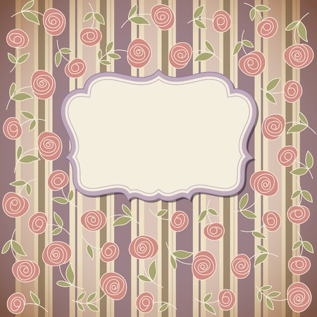 Vintage frame with flowers , vector retro backgroundのイラスト素材