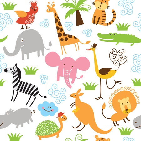 seamless pattern with cute animals