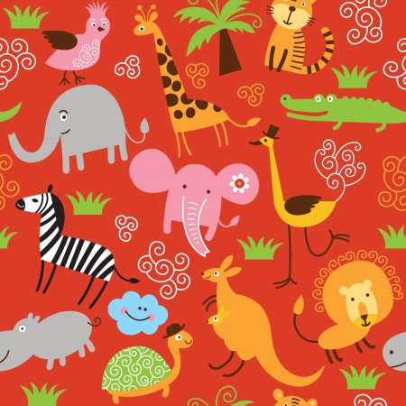 seamless pattern with cute animalsのイラスト素材