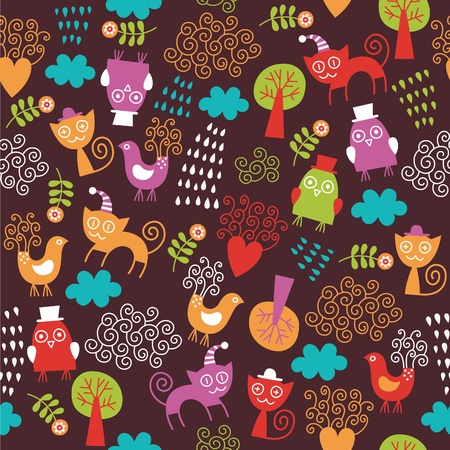 seamless pattern with cute animalsのイラスト素材