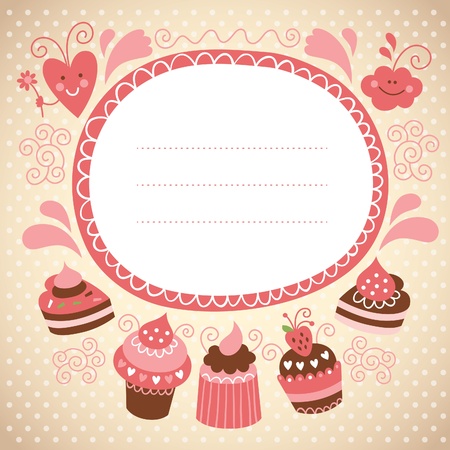 card with sweet cakesのイラスト素材