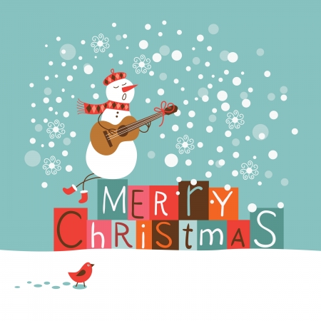 Cute Snowman singingのイラスト素材