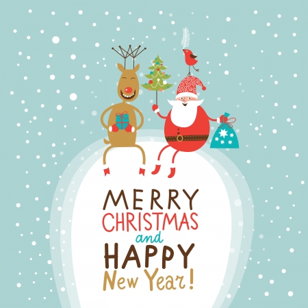 Christmas and New Year greeting cardのイラスト素材