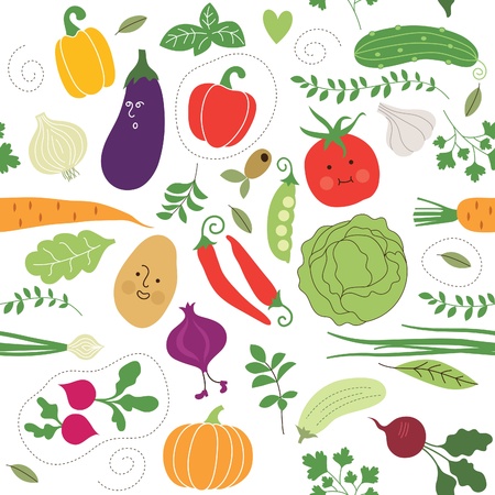 seamless pattern , vegetables illustrationsのイラスト素材