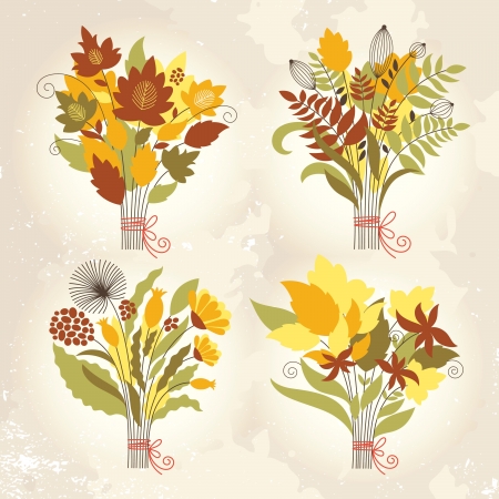 set of an autumnal bouquetsのイラスト素材