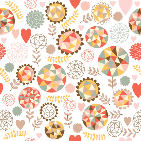 Seamless pattern with  geometric flowersのイラスト素材