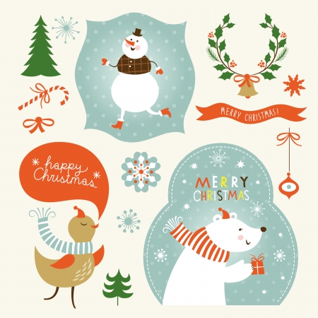 Set of Christmas and New Year s graphic elementsのイラスト素材