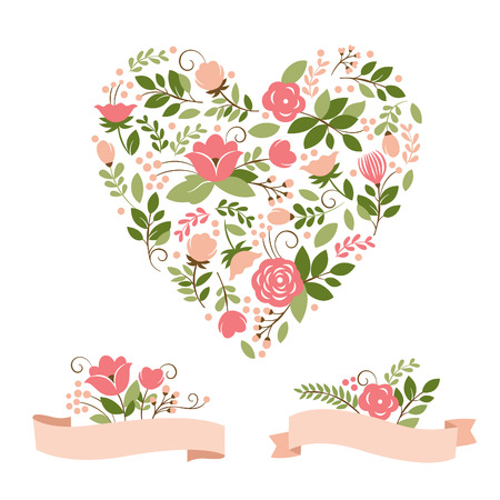 floral bouquets and heartのイラスト素材