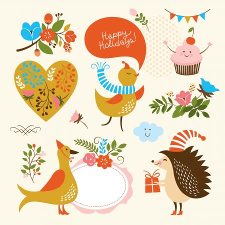 Set of graphic elements for invitation cards, party invitation, birthday cards or othersのイラスト素材