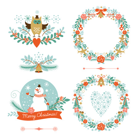 Christmas banners set, holiday graphic elementsのイラスト素材