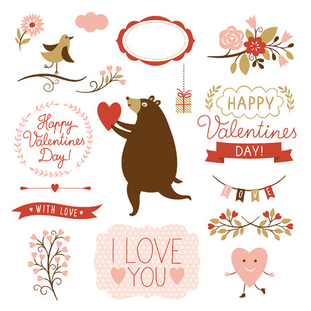 Valentine s day graphic elements, vector collection