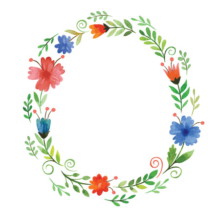 watercolor floral frameのイラスト素材