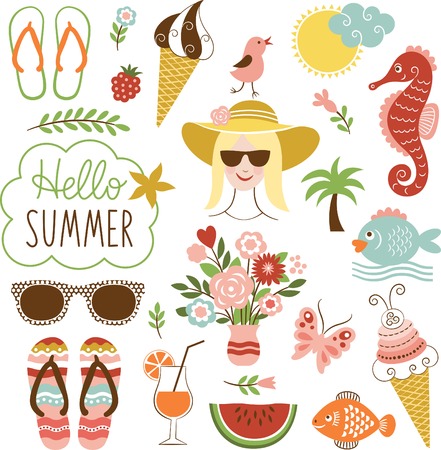 summer icon setのイラスト素材