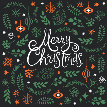 Merry Christmas letteringのイラスト素材