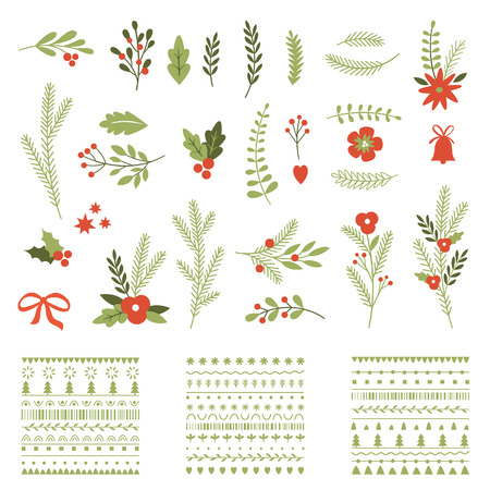 Set of Christmas graphic elements and ornamentsのイラスト素材