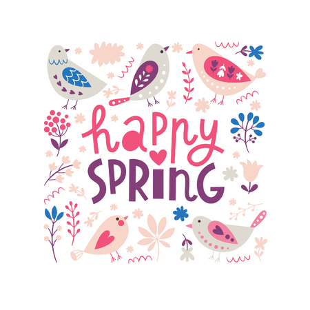 Happy Spring, illustrationのイラスト素材
