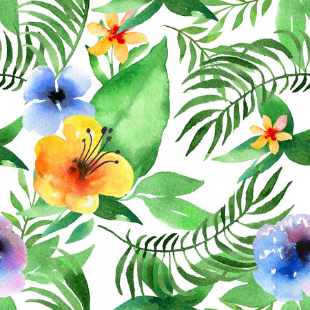 Watercolor seamless floral patternの写真素材